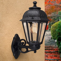 Black Outdoor Coastal Coach Lantern Wall Light