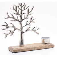Silver Metal Tree Vintage Tealight Candle Holder