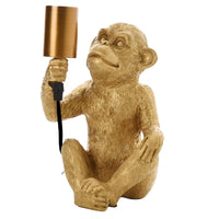 Gold Sitting Monkey Sculpture Vintage Table Desk Lamp 24cm