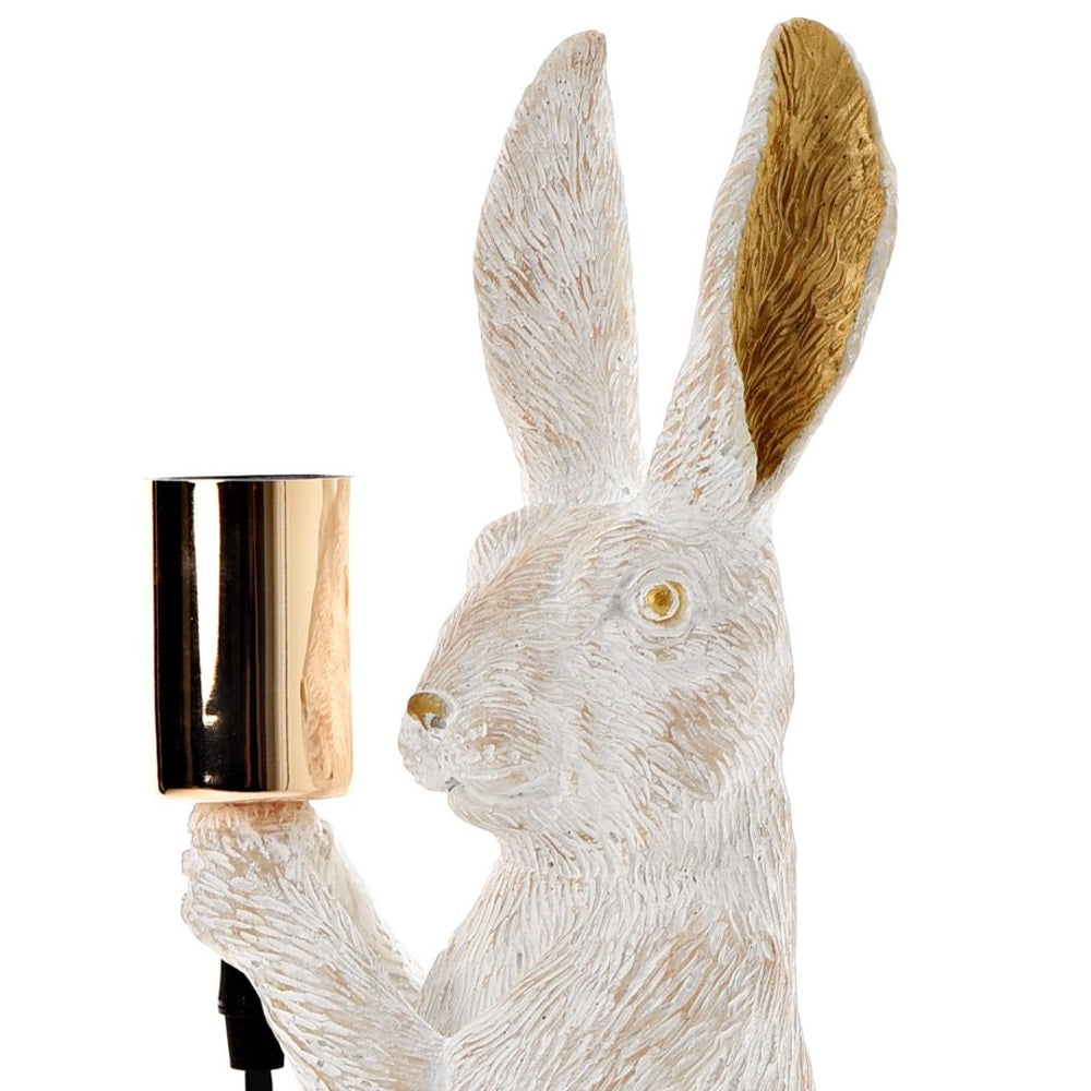 White Standing Rabbit Hare Sculpture Vintage Table Desk Lamp 35cm ...