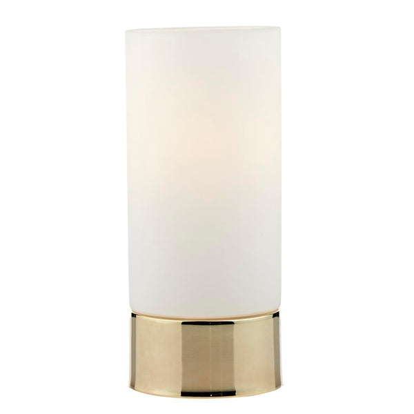 DAR JOT4035 | Jot Polished Brass Touch Table Lamp & White Glass Shade ...