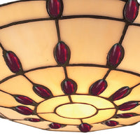 Beige Red Jewel Stained Glass Uplight Pendant Shade