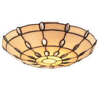 12" Beige & Clear Jewel Tiffany Glass Easy Fit Pendant Dome Uplighter Shade