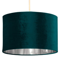 Teal Velvet and Silver Inner Modern Easy Fit Round Drum Lampshade 300mm