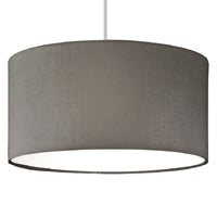Grey Black Cotton Modern Easy Fit Round Drum Lampshade with White Diffuser 300mm