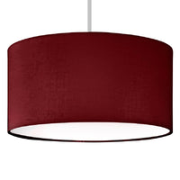 Red Cotton Modern Easy Fit Round Drum Lampshade with White Diffuser 300mm