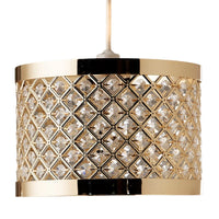 Polished Gold Metal & Acrylic Beads Modern Easy Fit Drum Lampshade 260mm