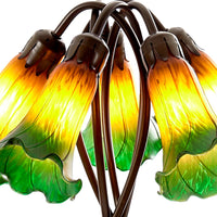 Amber & Green Tiffany Glass Lily Table Lamp