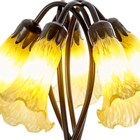 Beige Tiffany Glass Lily Table Lamp