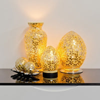 Gold Flower Glass Mosaic Egg 20cm | Vintage Retro