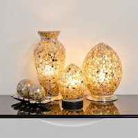 Autumn Gold Flower Glass Mosaic Egg 20cm | Vintage Retro