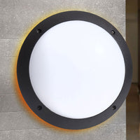 Black Outdoor Coastal Round Bulkhead Wall Light