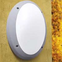 Grey Outdoor Coastal Oval Bulkhead Wall Light