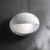 Grey Outdoor Coastal Oval Horizontal Eyelid Bulkhead Wall Light