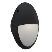 Black Outdoor Coastal Oval Vertical Eyelid Bulkhead Wall Light