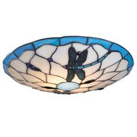 14" Blue & Beige Dragonfly Tiffany Glass Easy Fit Pendant Dome Uplighter Shade