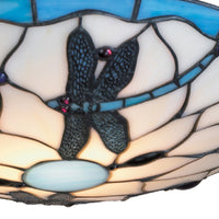 Blue Beige Dragon Fly Stained Glass Uplight Pendant Shade