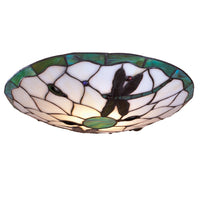 14" Green & Beige Dragonfly Tiffany Glass Easy Fit Pendant Dome Uplighter Shade
