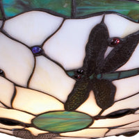 Green Beige Dragon Fly Stained Glass Uplight Pendant Shade