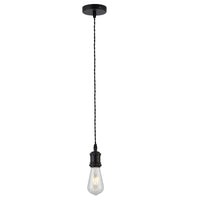 Matt Black Vintage Retro Twisted Cable Ceiling Flex Lamp Holder
