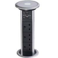 Motorised Pop-Up UK & USB Socket Silver