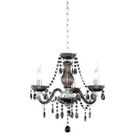 Chrome & Black Glass Traditional 3 Lamp Chandelier