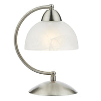 DAR SAX4046 | Satin Chrome and Alabaster Glass Indoor Table Lamp