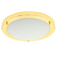 Polished Brass & Opal Glass Bathroom Round Flush 31cm