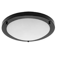 Matt Black & Opal Glass Bathroom Round Flush 31cm