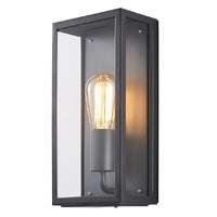 Anthracite & Glass Panel Outdoor Vintage Rectangular Flush Wall Light